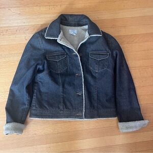 Ann Taylor Loft Sherpa lined Denim Jean Trucker Jacket Small